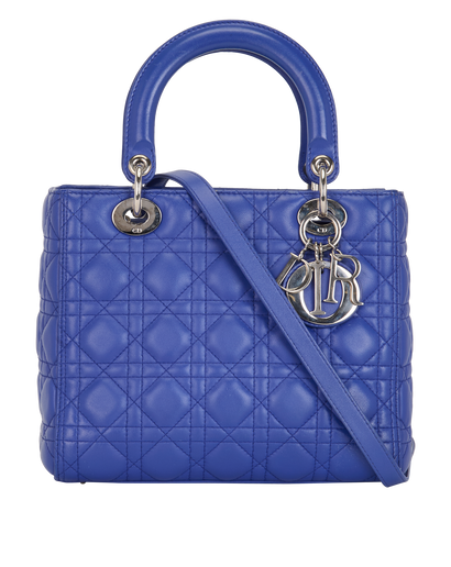 Medium Lady Dior, &pound;1,600, Handbags, Blue, Leather, Front view